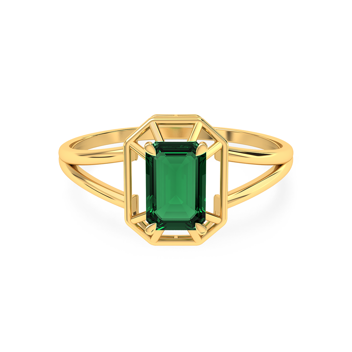 Framed Emerald 18K Solid Gold Ring