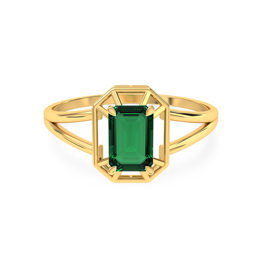 Framed Emerald 18K Solid Gold Ring