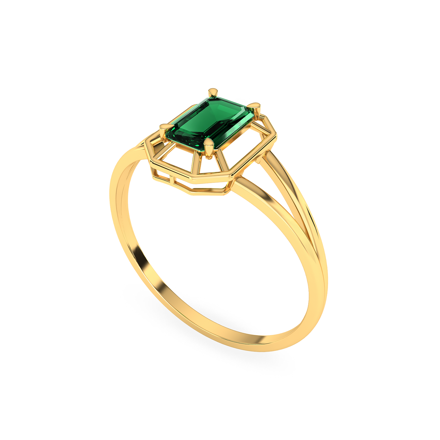 Framed Emerald 18K Solid Gold Ring