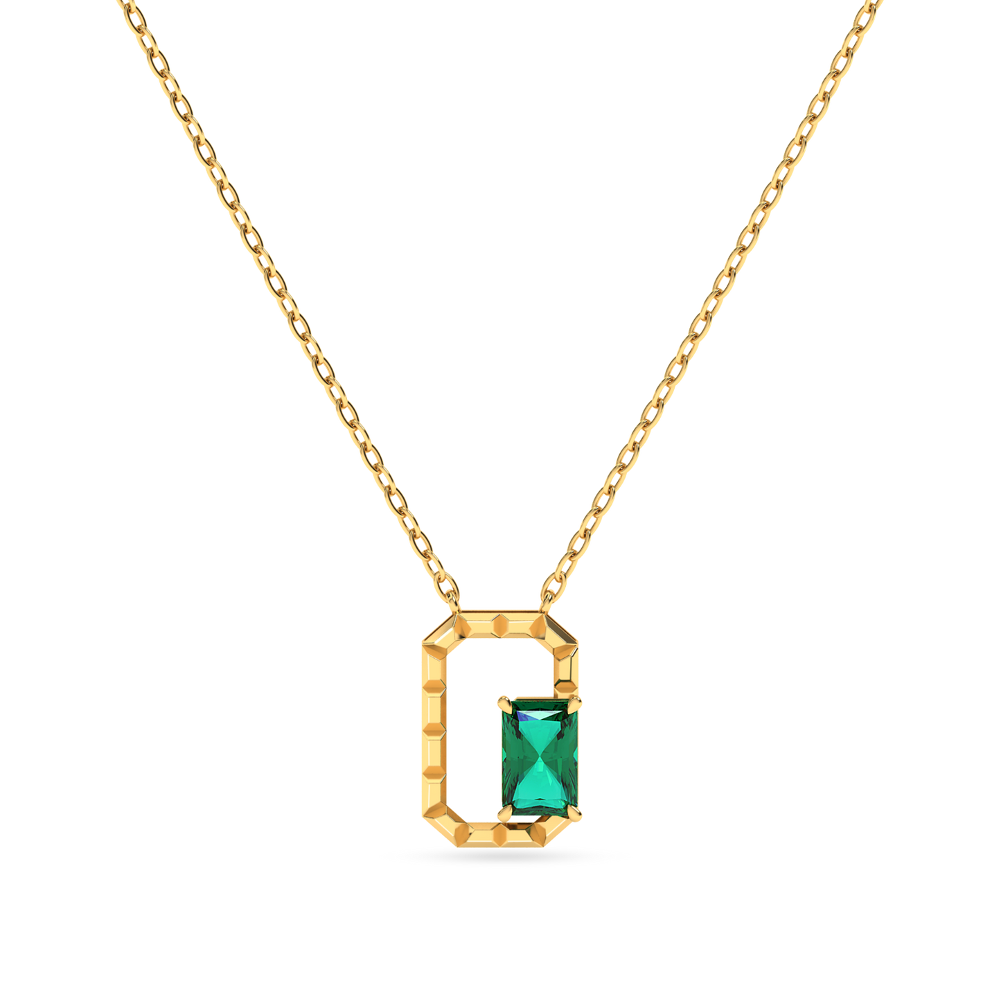 Framed Emerald 18K Solid Gold Necklace