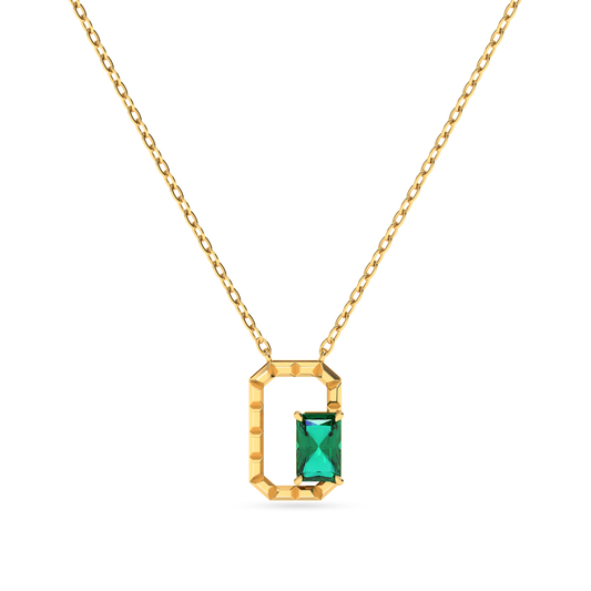 Framed Emerald 18K Solid Gold Necklace