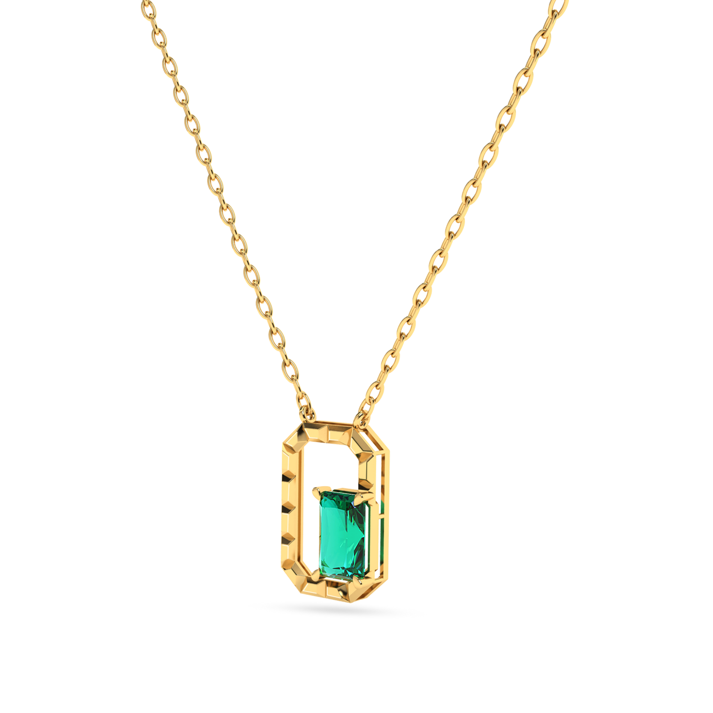 Framed Emerald 18K Solid Gold Necklace