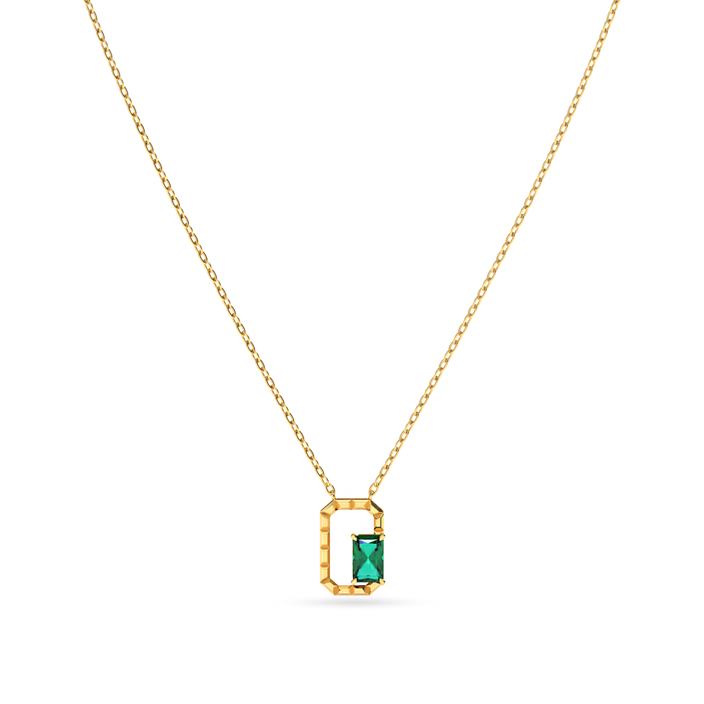 Framed Emerald 18K Solid Gold Necklace