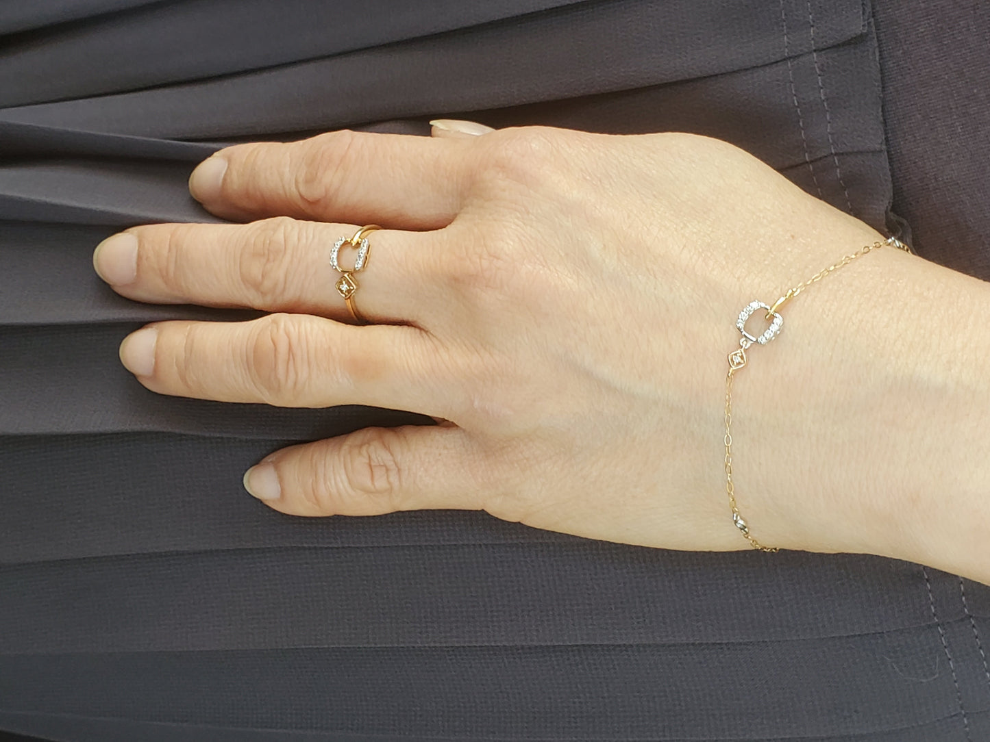 Tri-Color Gold & Diamond Squares Bracelet