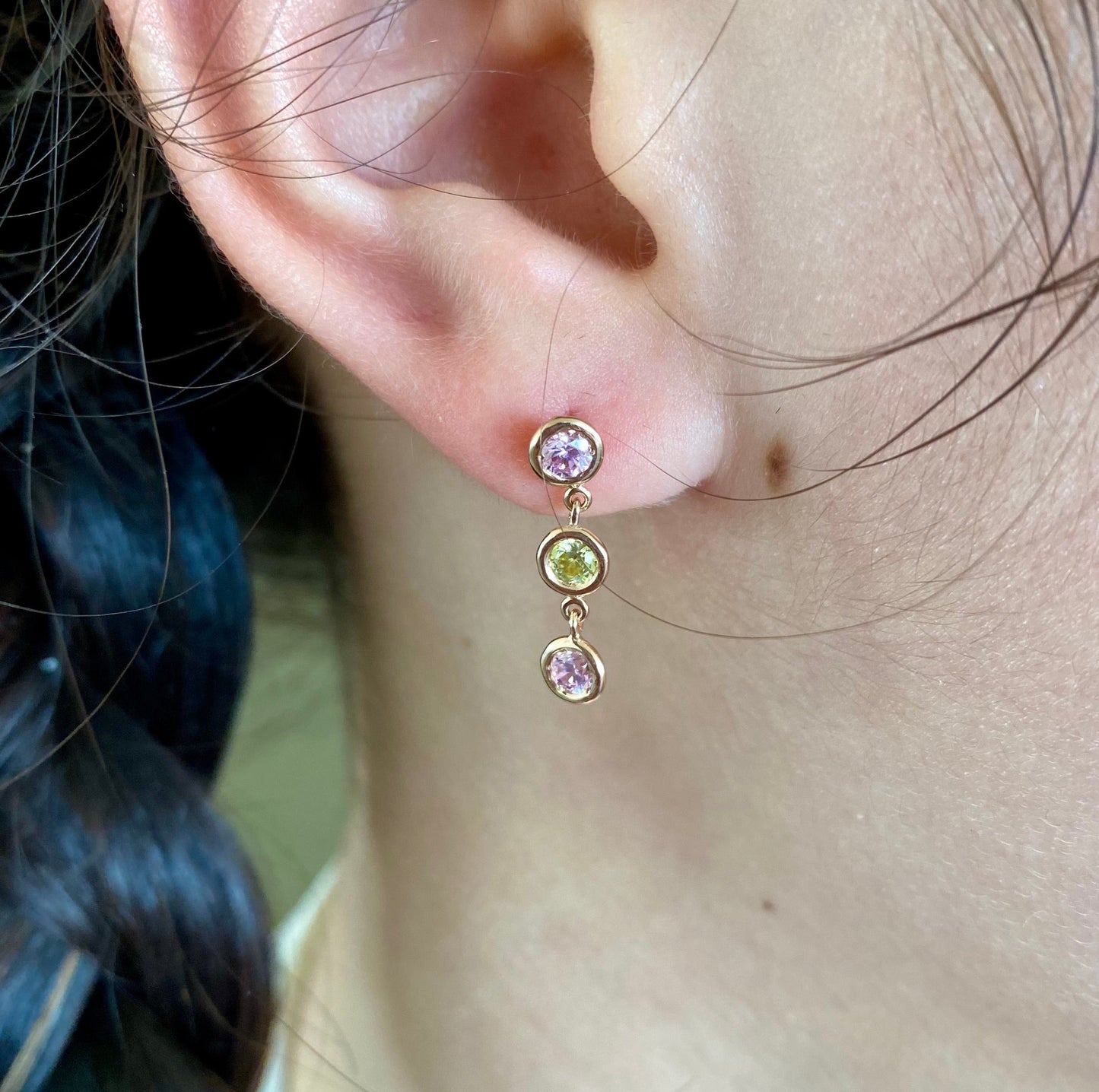 Pastel Sapphire Gold Ear Drops