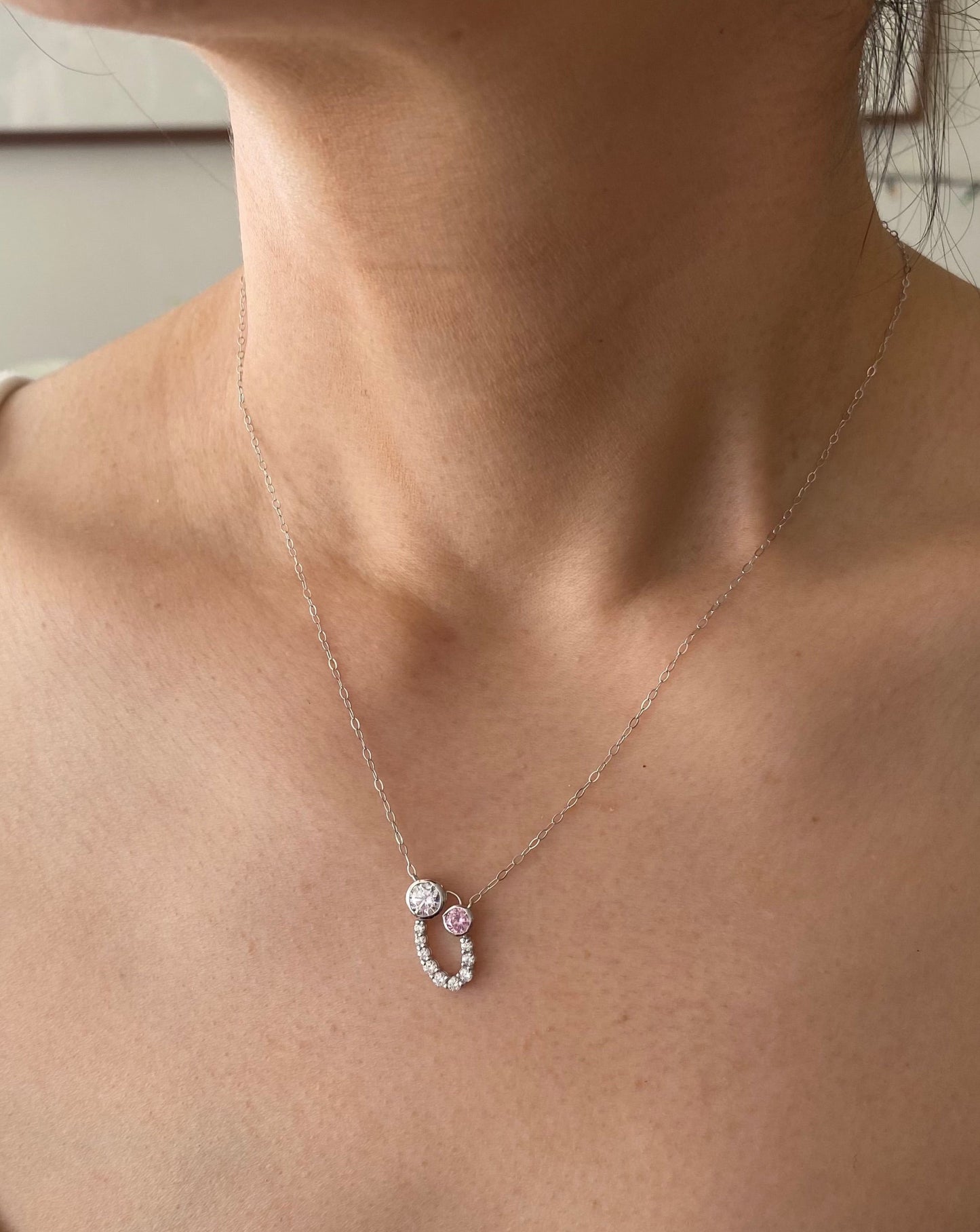 White & Lavender Topaz White Gold Necklace