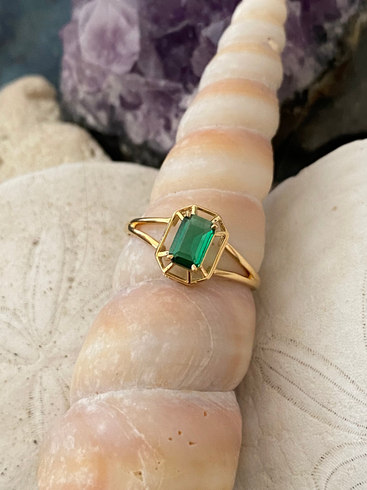 Framed Emerald 18K Solid Gold Ring