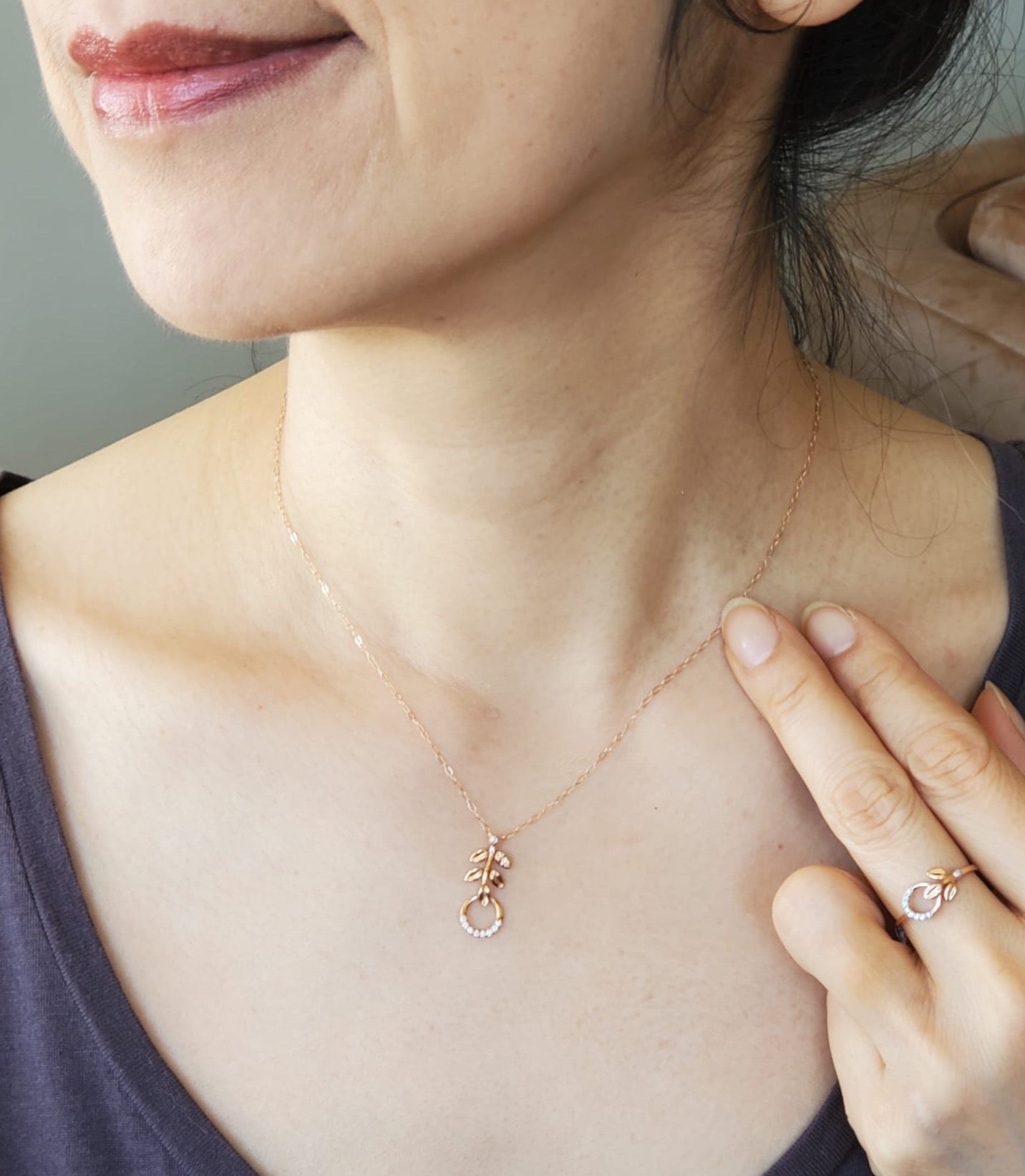 Diamond Rose Gold Blooming Flower Necklace