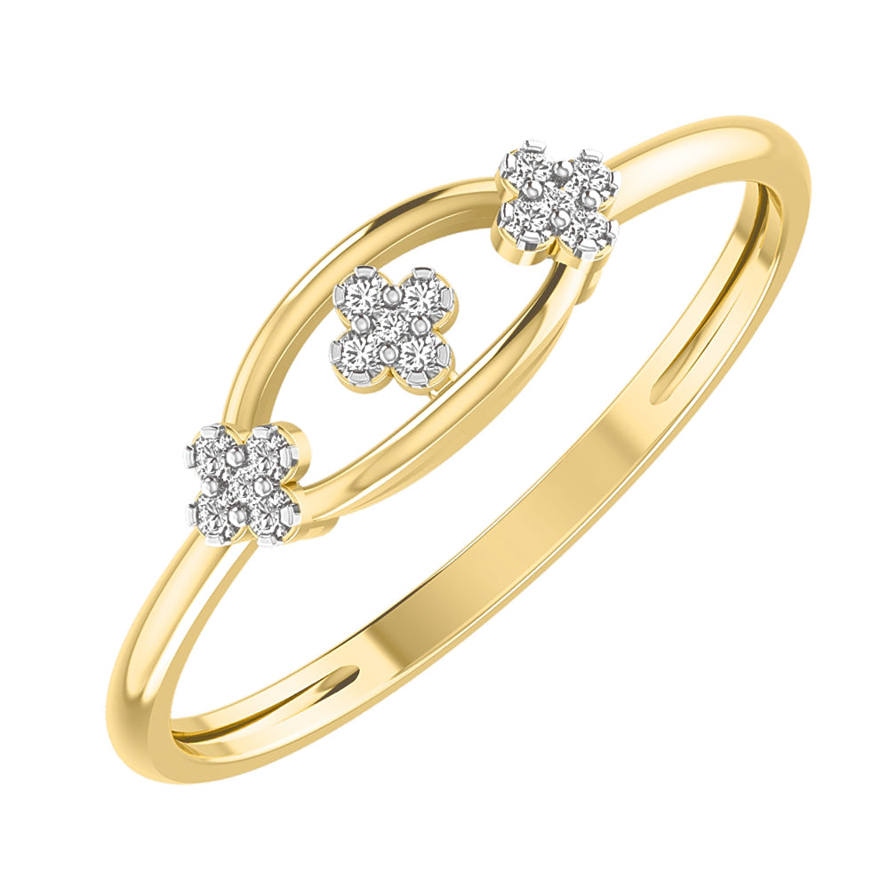 Diamond Eye Gold Flower Ring