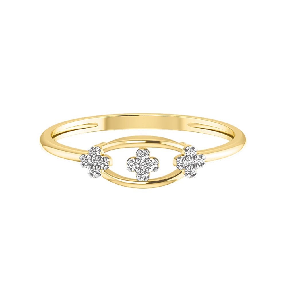 Diamond Eye Gold Flower Ring