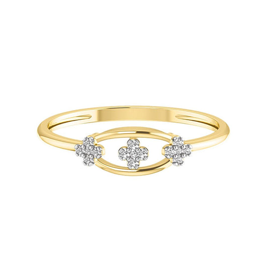 Diamond Eye Gold Flower Ring