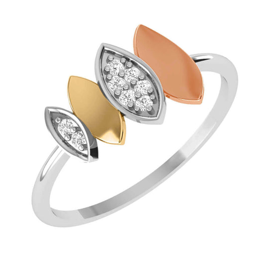 Diamond Tri-Color Gold Petals Ring