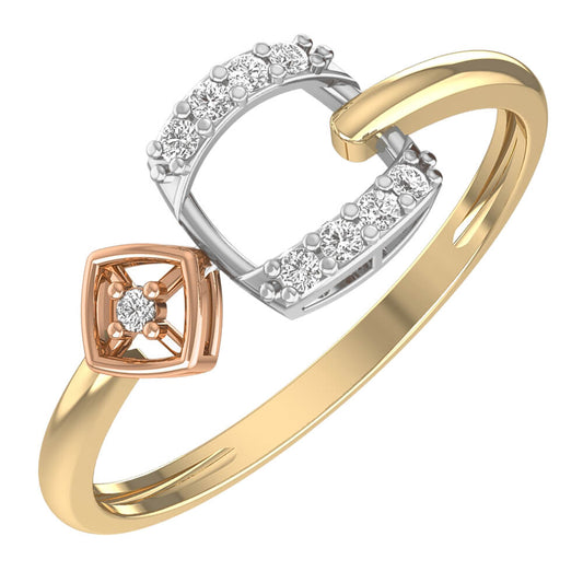 Tri-Color Gold Squares Diamond Ring