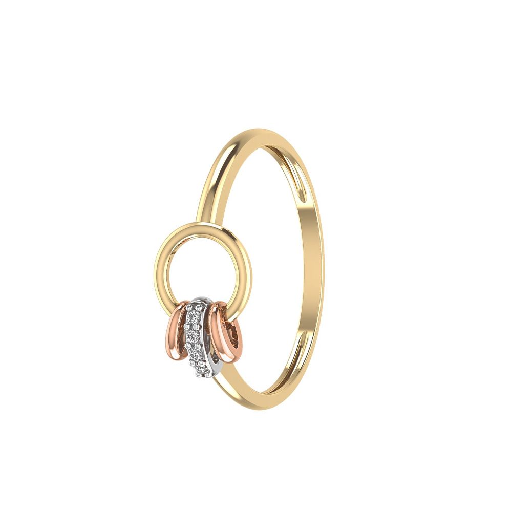 Tri-Color Gold Circles Diamond Ring