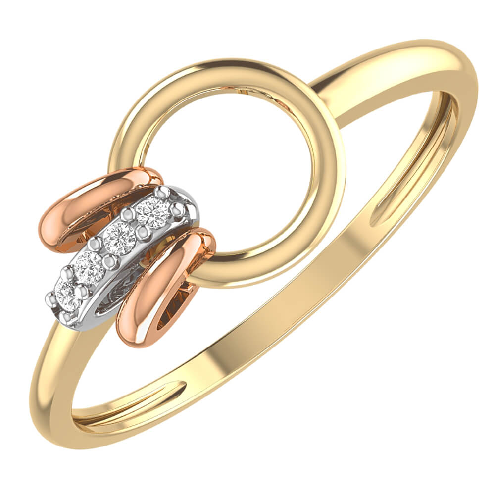 Tri-Color Gold Circles Diamond Ring