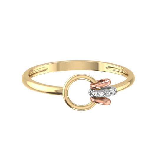 Tri-Color Gold Circles Diamond Ring