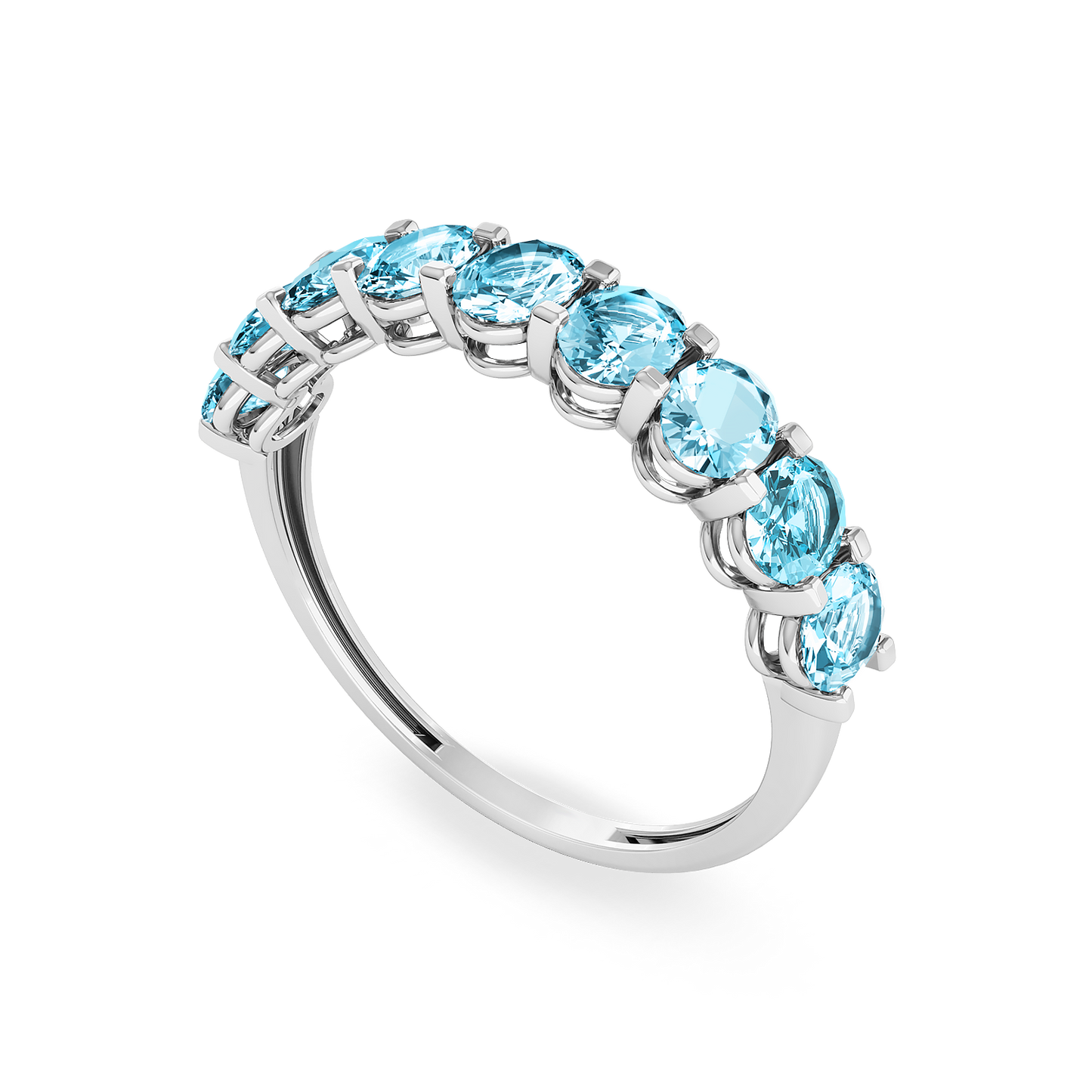 Swiss Blue Topaz White Gold Ring