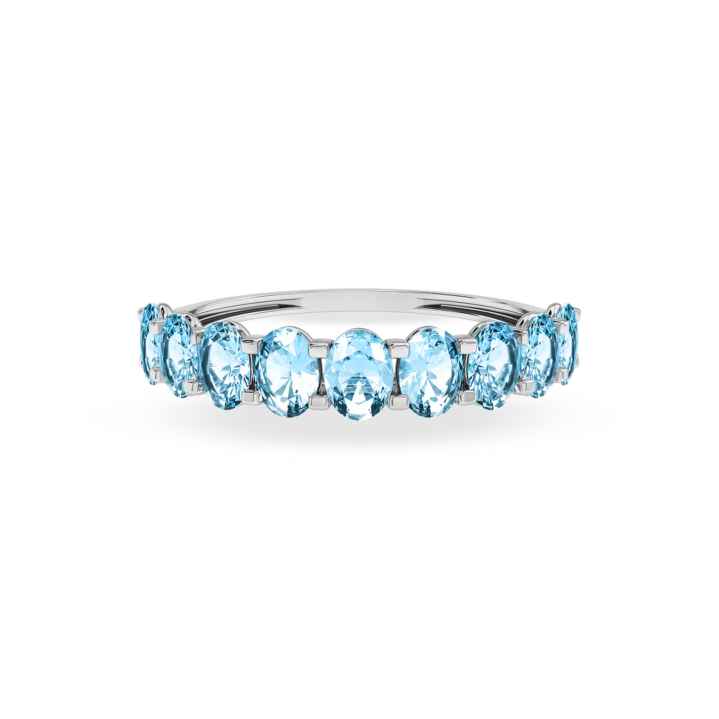 Swiss Blue Topaz White Gold Ring