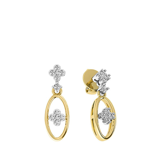 Oval Diamond Gold Drops Earrings
