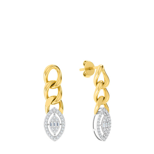 Marquise Gold Link Diamond Ear Drops
