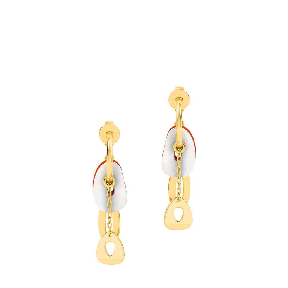 Pearl Accent Gold Drops Hoop Earrings