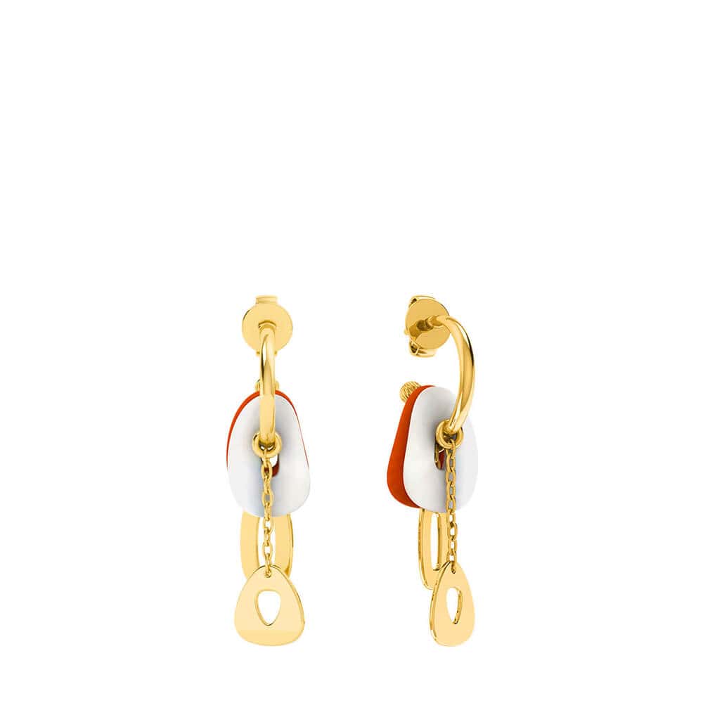 Pearl Accent Gold Drops Hoop Earrings