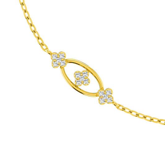 Diamond Eye Gold Flower Bracelet