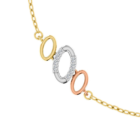 Tri-Color Gold Ovals Diamond Bracelet