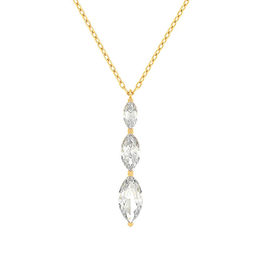 Marquise White Topaz Drop Gold Necklace