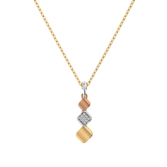 Tri-Color Gold Squares Diamond Necklace
