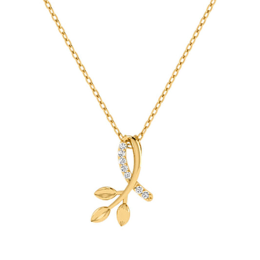 Leaf Diamond Gold Necklace