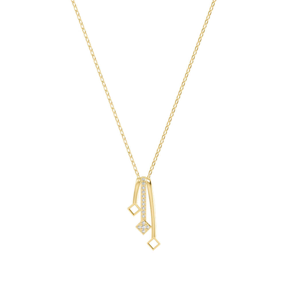 Gold Trio Bands Diamond Necklace