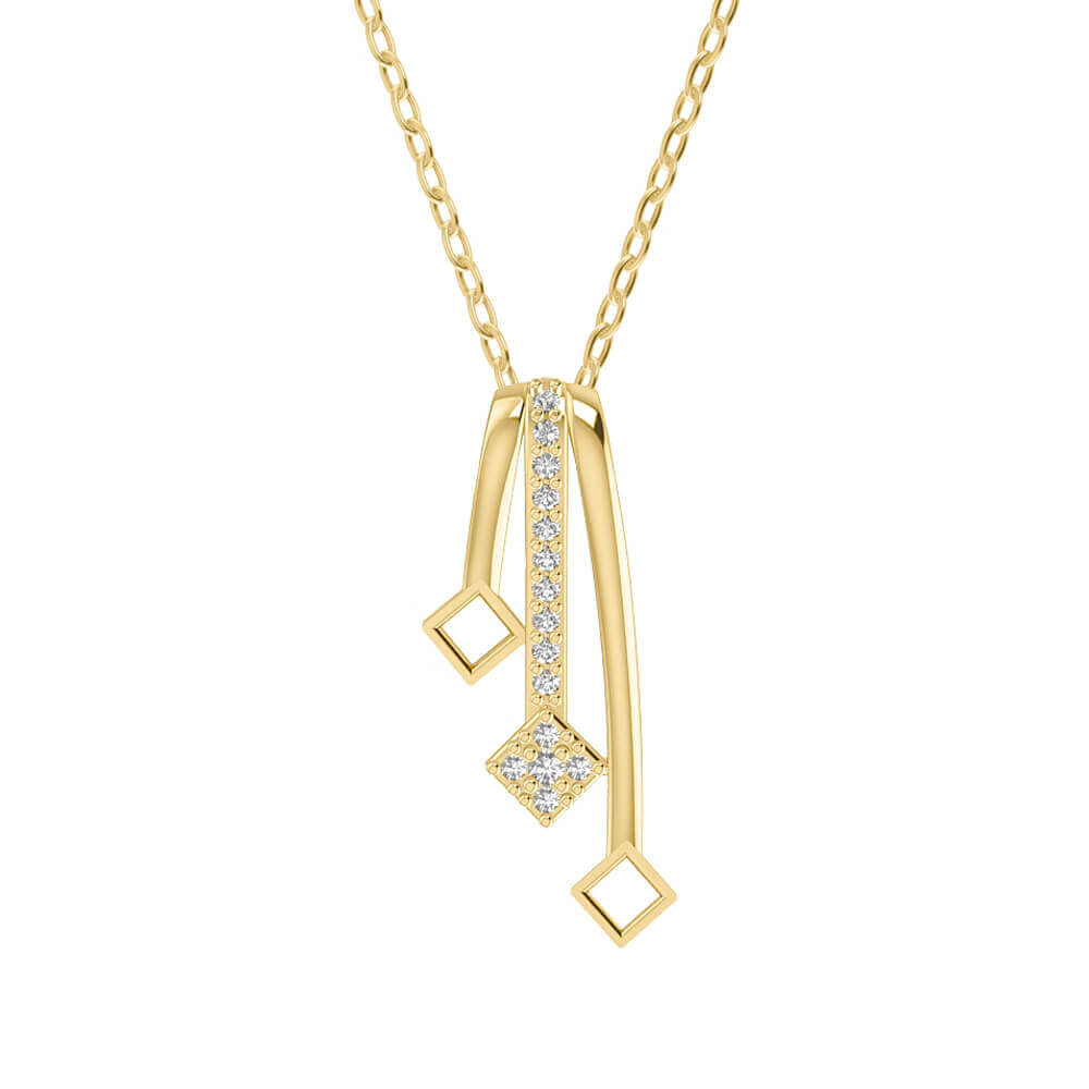 Gold Trio Bands Diamond Necklace