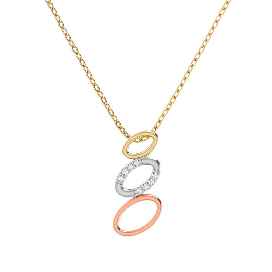 Tri-Color Gold Ovals Diamond Necklace