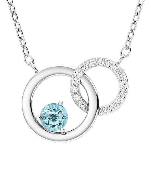 Diamond & Swiss Blue Topaz White Gold Interlock Necklace