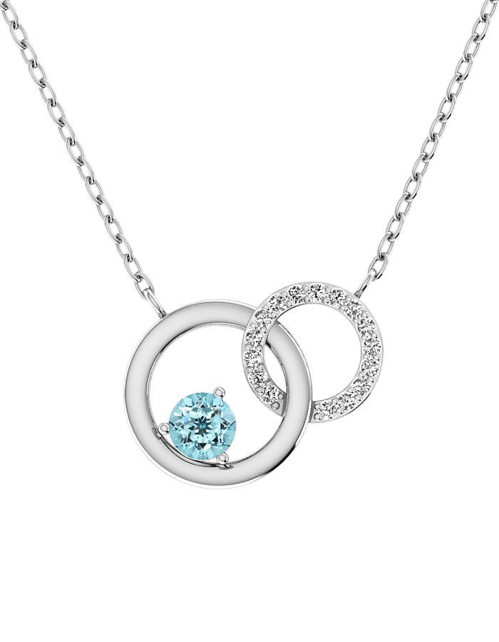 Diamond & Swiss Blue Topaz White Gold Interlock Necklace