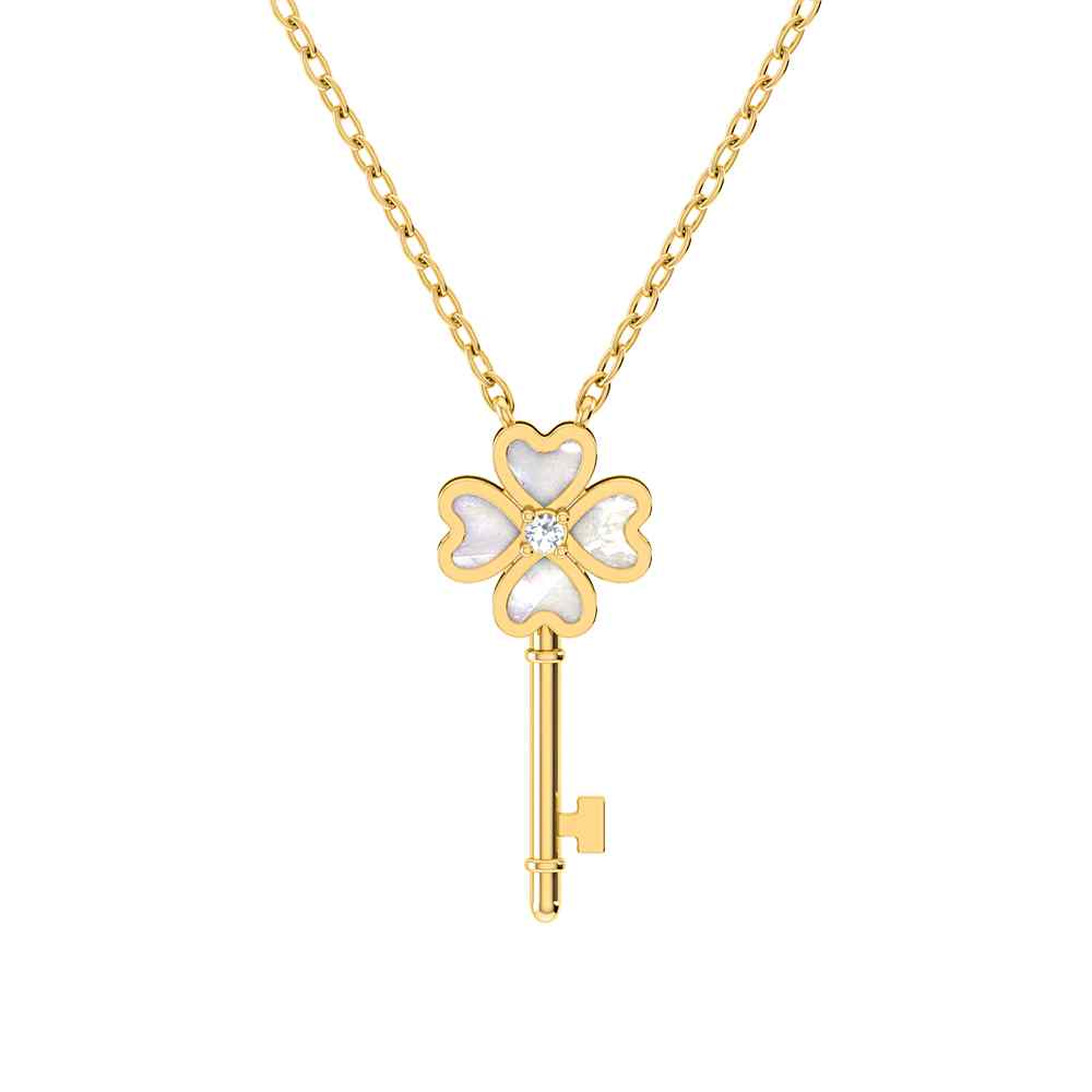 Key Clover Hearts Gold Necklace