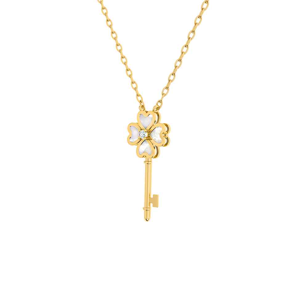 Key Clover Hearts Gold Necklace