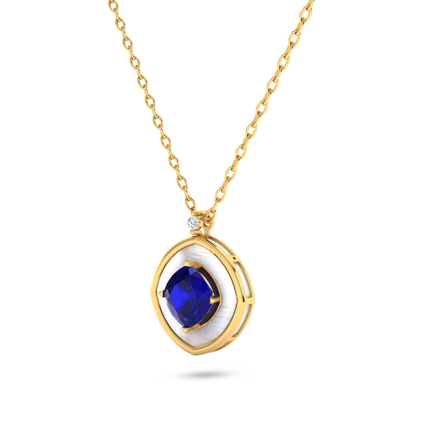 Mother-of-Pearl & Blue Sapphire Pendant Necklace