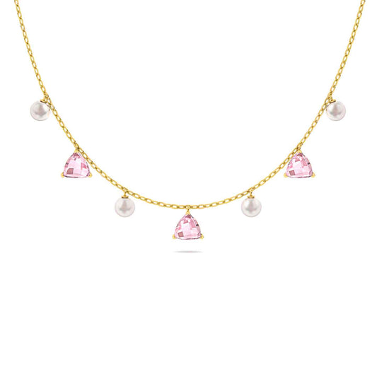 Pearl & Pink Sapphire Gold Necklace