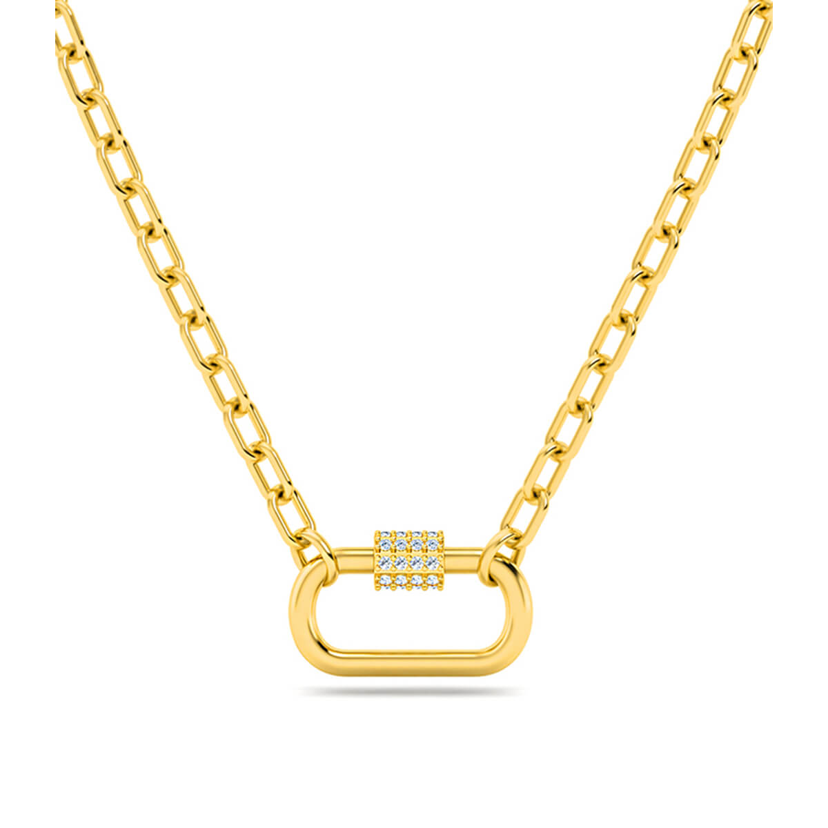 Lock Your Dreams Bold Gold Diamond Lock Necklace