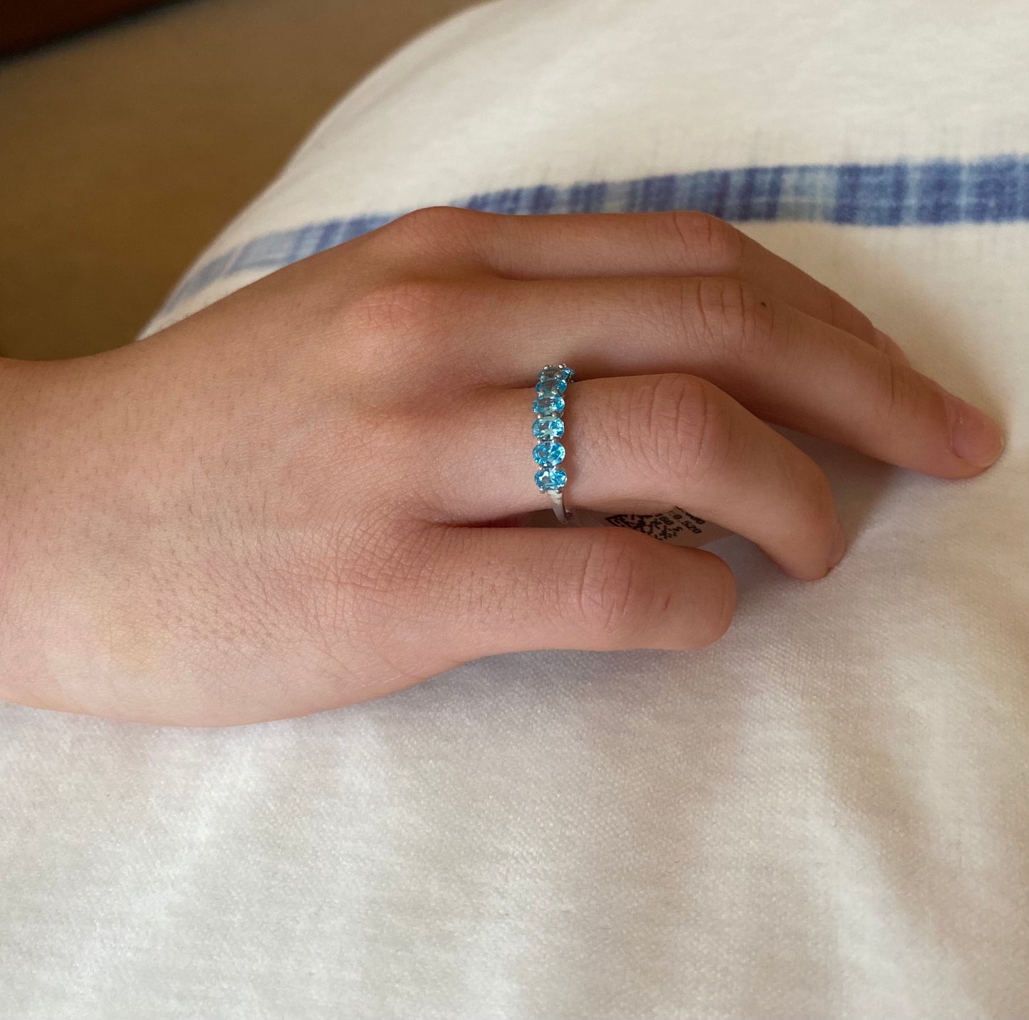 Swiss Blue Topaz White Gold Ring