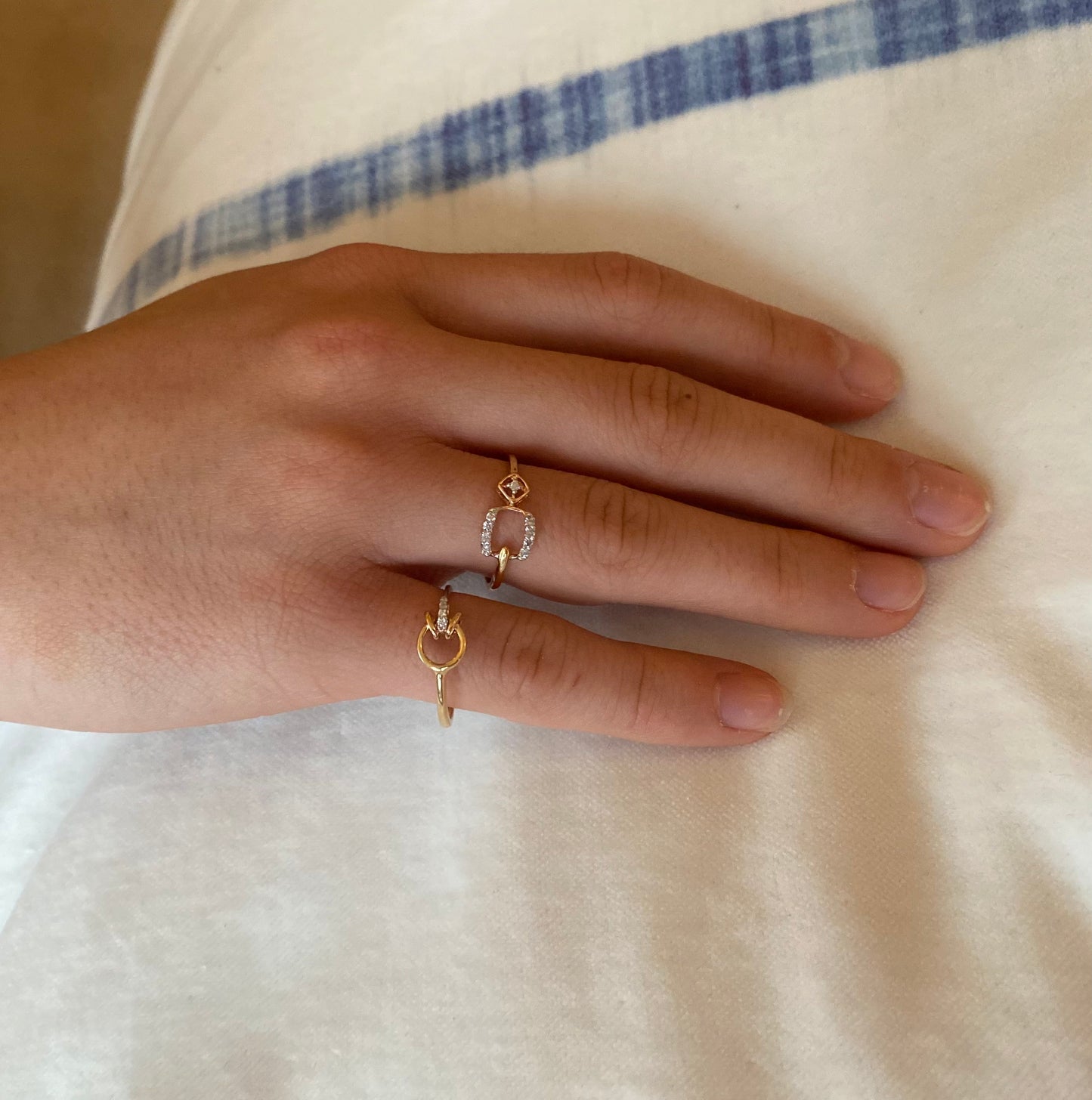 Tri-Color Gold Circles Diamond Ring