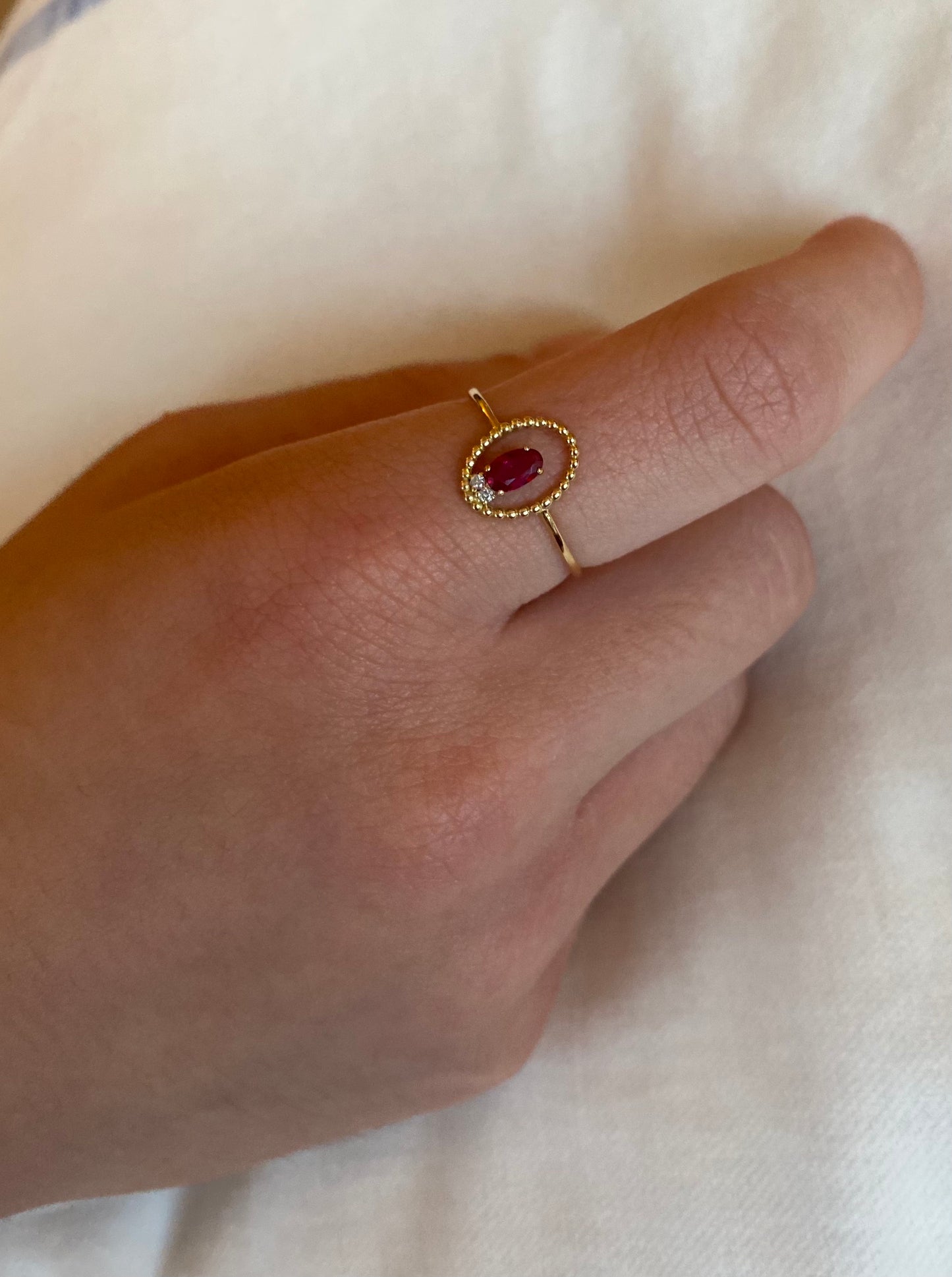 Sunshine Ruby Framed Diamond Ring