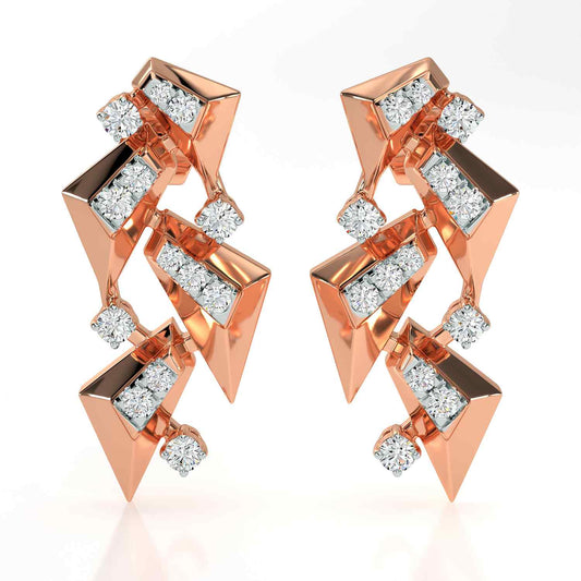 Diamond Lattice Rose Gold Earrings