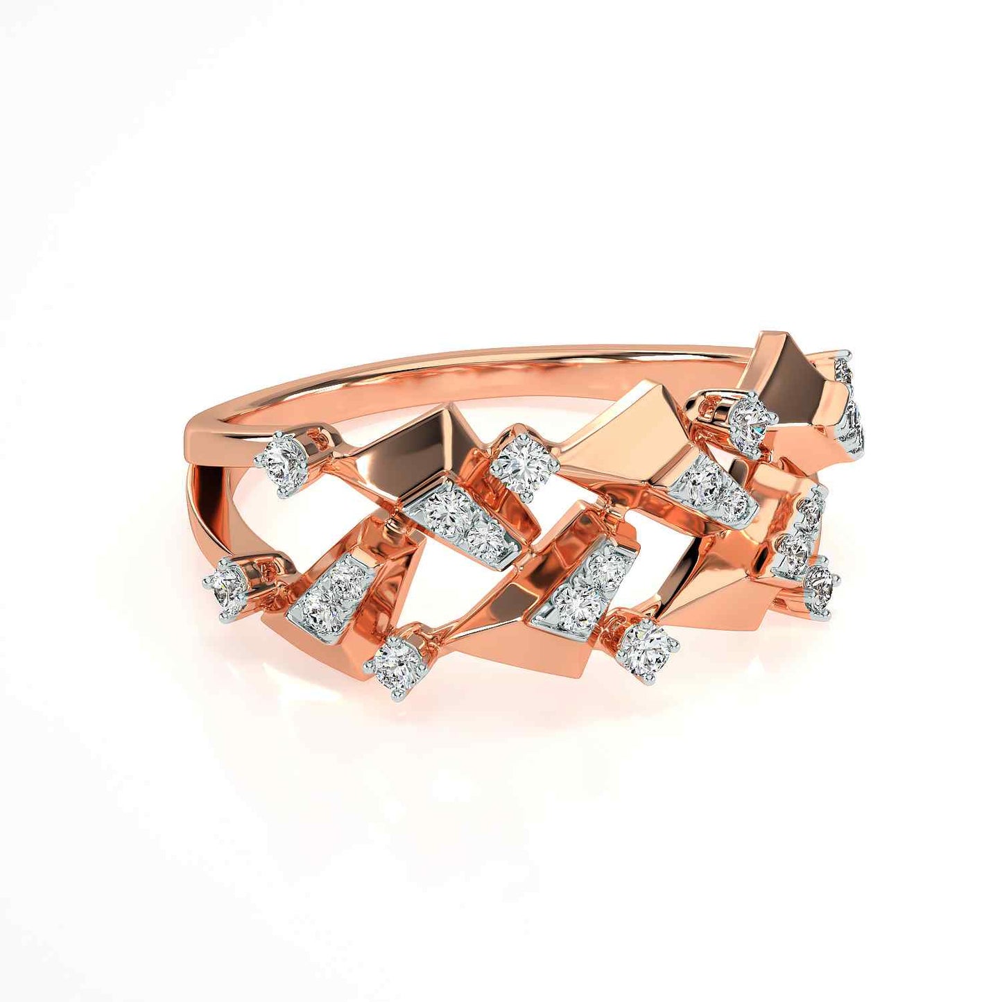 Diamond Lattice Rose Gold Ring