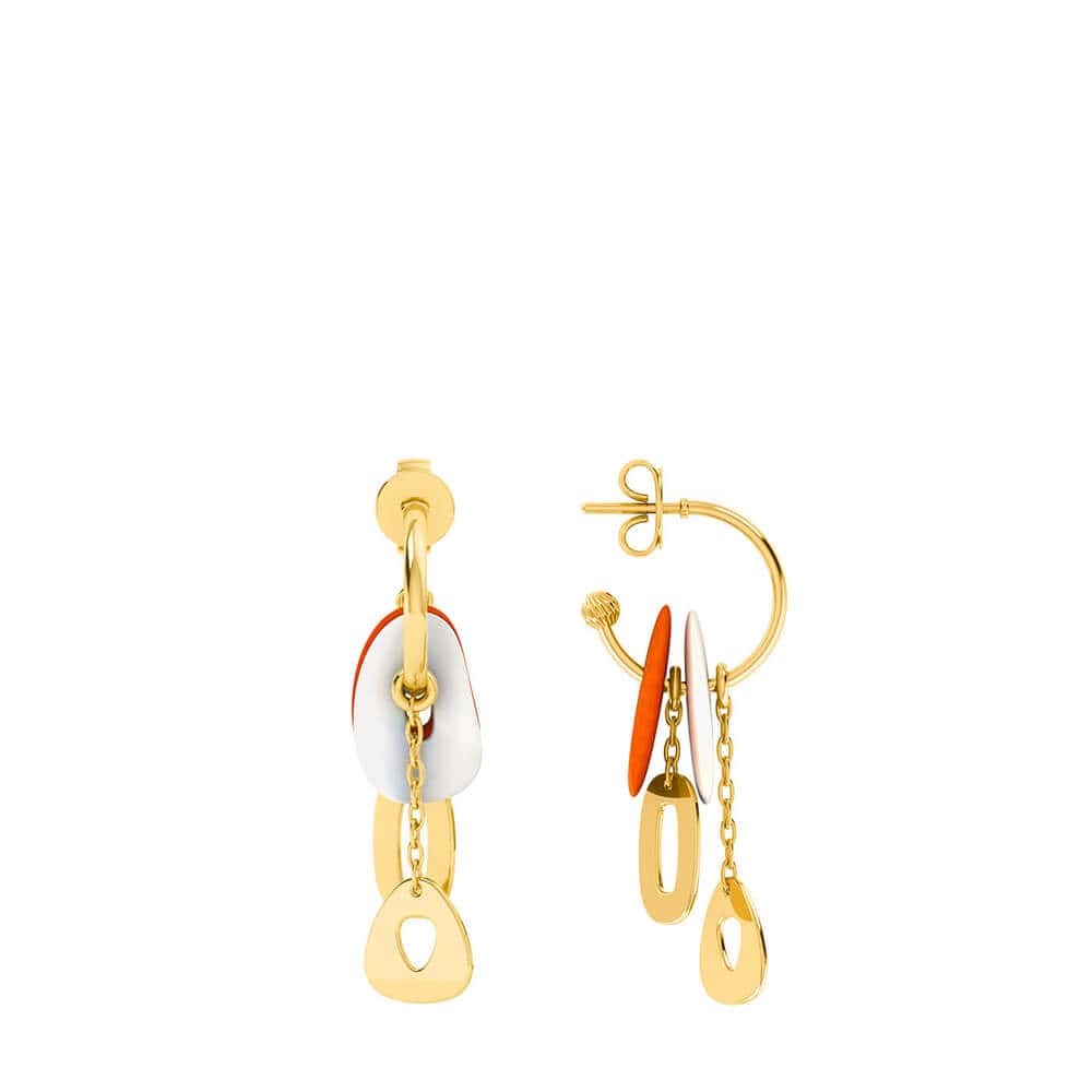 Pearl Accent Gold Drops Hoop Earrings