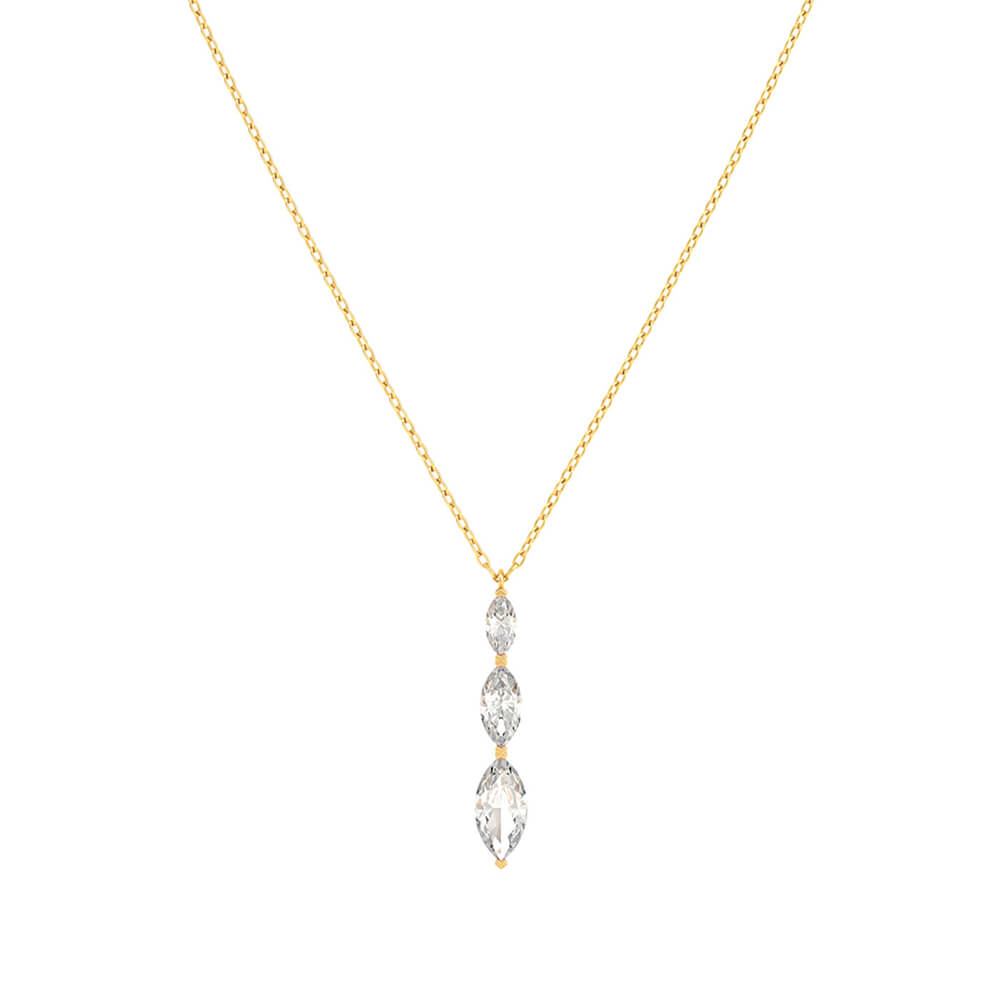 Marquise White Topaz Drop Gold Necklace