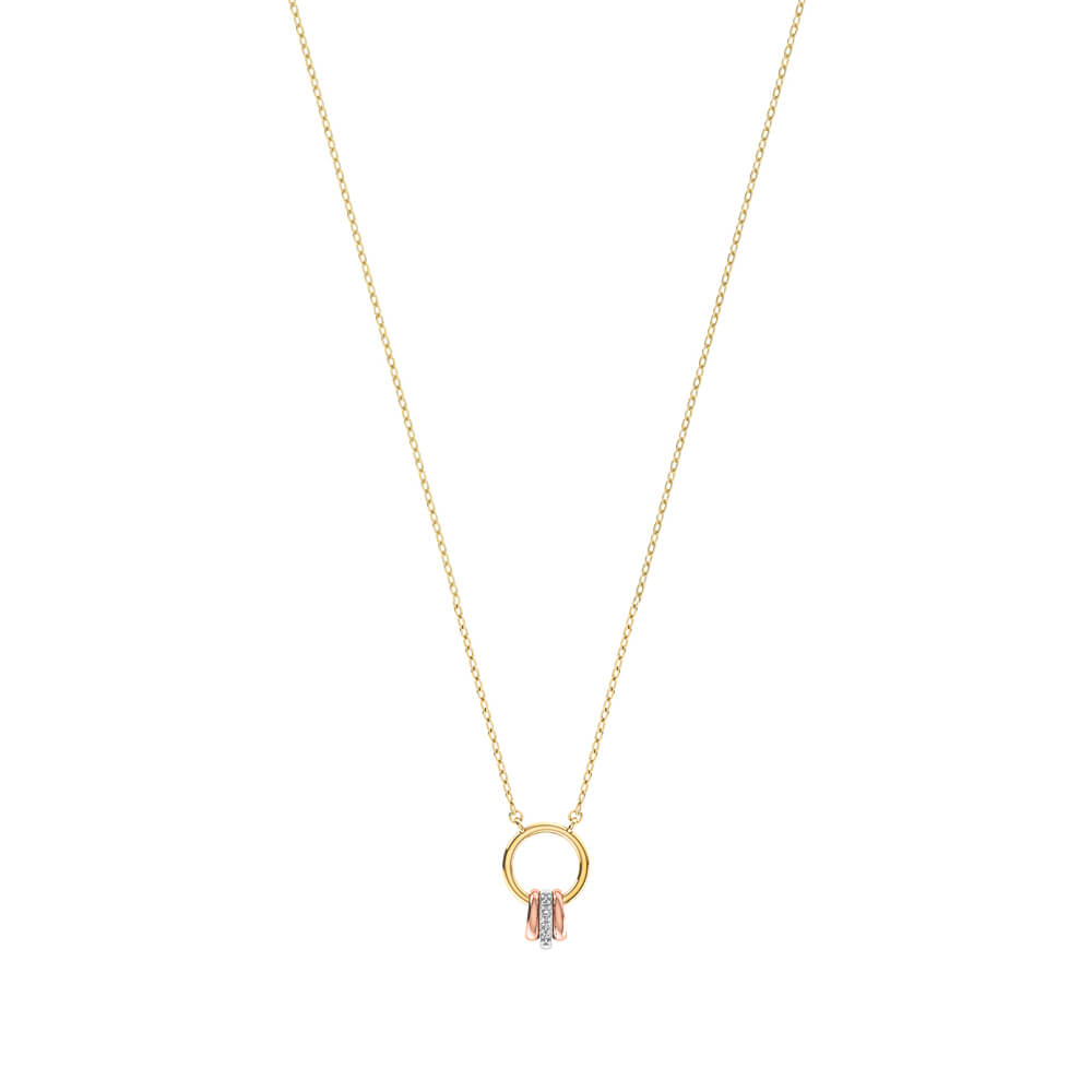 Tri-Color Gold Circles Diamond Necklace