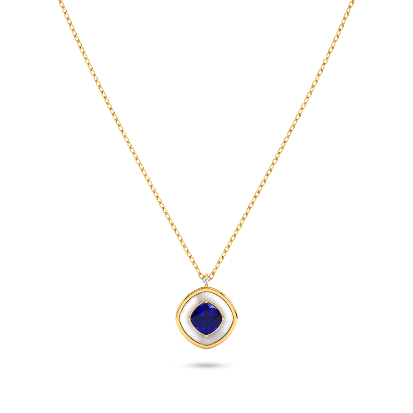 Mother-of-Pearl & Blue Sapphire Pendant Necklace